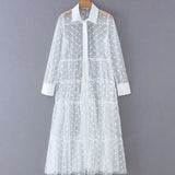 Autumn Women Mesh Sheer Maxi Dress See-through Party Club wear Dot Lovely Office Ladies Dress New-Outfit