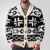 Men's Retro Heavy Industry Knitted Knitted Shirt Collar Thick Knit Sweater Coat