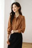Toloer 2025 New Solid Color Shirt Slim Fashion Shirt Elegant Temperament Commuting OL Chiffon