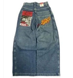 Baggy Jeans For Men Retro Embroidery Hip-Hop Goth Street Clothing-Outfit