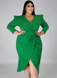 Plus Size V-Neck Wrap Hem Irregular Party