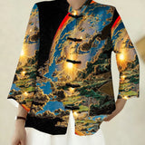 Women's New 3D Color Pattern Printing V Collar Long Sleeve Lazy Leisure