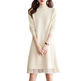 Knitted Dress Women's Autumn And Winter Dress 2024 New Fashion Foreign Style Nailed Bead Sweater Skirt Trend-Outfit