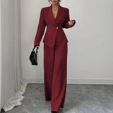 New Solid Color Casual Suit Wide Leg Pants Suit Two
