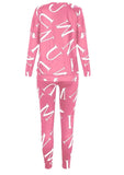 Letter Print Casual Shirt and Pants 2pc