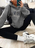 Print Oversized Pullover Hoody Sweatshirt with