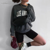 Name Printed Sweatshirts for Women 2024 Autumn Winter Long Sleeve O-Neck Pullovers Tops Retro Loose Casual Sweatshirts Tops-Outfit