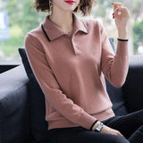 Fashion Doll Collar Knitted Sweater Middle aged Women Autumn Winter Pullover Casual Top Plus Size Bottoming Sweaters