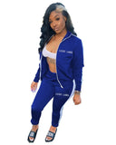Label 2 piece outfits Women sweatsuit striped sets Zip Top Leggings sweatpants jogger fall clothes Wholesale