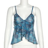 Spring Fashion Trend Women's New Sling Strip Bare Back Screen Printing Loose Small