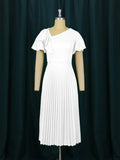 Multi-Color Lotus Leaf Sleeve Pressure Skirt Dress 100 Folds Short Sleeve Dress Elegant