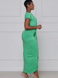 Sexy Sloping Shoulder Short Sleeve Irregular Long