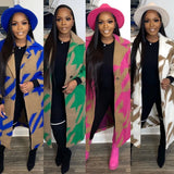 New Autumn Women's Dress A Number Of Stylish Long-Sleeved Collar Coat Prints This