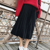 Spring 2019 Women Long Metallic Silver Maxi Pleated Skirt Midi Skirt High Waist Elascity Casual Party Skirt