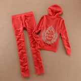 2021 Women's Brand Velvet Fabric Tracksuits Velour Suit Women Tracksuit Hoodies And Pants Fat Sister