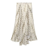 Women's Holiday Style Snake Print Irregular Wide Swing Skirt