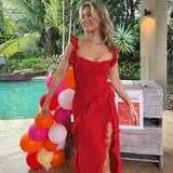 2023 New Spice Girl Slim Tall Forked Ribbon Sexy Suspender Dress Girl-Outfit
