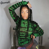 Sexy Women Striped Patchwork Fashionable T-Shirt Turtleneck Long Sleeve Slim Tops Thin Goth Aesthetic Alternative