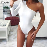 Shoulder Slope Neckline Bodysuit Long Sleeve 2022 Autumn Winter Women Slim Fit Body Sexy Black