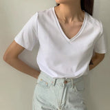 100% Cotton T Shirt Women Summer New Oversized Solid Basic Tees 9 Color Casual Loose Tshirt Korean O Neck Khaki