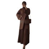 Summer New Women's Round Collar Loose Casual Top Retro Temperament Skirt Suit