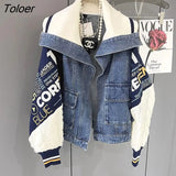 Denim Jackets Women's Spring Autumn Winter 2022 Trendy Fashion Coat Casual Loose Baseball Uniforms Open Stitch