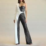 New Women's Silver Splicing Squin Single-Shoulder Fashion