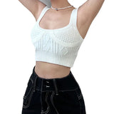 Sexy Knit Solid Color Small Vest Wool Knit Crop