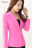 Solid Color Elegant Red Blazer Women Jacket England Style Slim Fit Long Sleeve Outerwear Notched Collar Single Button