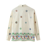 Summer Flower Embroidered Baggy Shirt 3444460 Trousers 2882460-Outfit