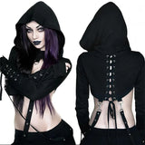 Hooded Hoodie Women's Autumn And Winter Dark Gothic Halloween Trend Long-Sleeved Sweater-Outfit