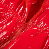 Solid Color Padded Short Zipper PU