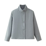 Women's Autumn And Winter Collar Clasp Short Loose Jacket Casual Solid Color Hair This Coat