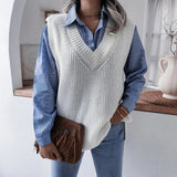 2025 V-Neck Casual Casual Knitted Sweater Vest Vest Wish Women's