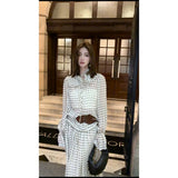 Beauty Set Of Chic With Long-Sleeved Top With Half-Dress Suit