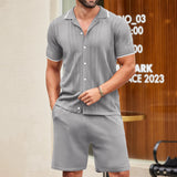 Men's Business Casual Knit Dress Two-Piece Set Ice Shuang Silk Knitted Polo Shirt Set