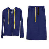 piece sets womens outifits Casual Long Sleeve Embroidery Hoodies Zip Hiphop Baseball Jacket Midi skirts sets 2022