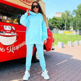 Casual zipper Letter Hoodie Sweater Set Women's Pullover Sweater & Pants 2-piece Loose Sportswear Set 2022