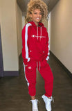 Fashion Letter Print Contrast Piping Long Sleeve Hoodies And Pant