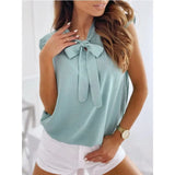 Blouses Short Sleeves Shirt Summer Bow Lace Up Polka Dot Female Tops Ruffle Pullover Vintage