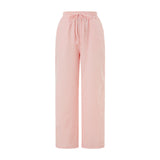Women's Y2K Retro Aesthetic Wide Leg Drawstring Thin Pants Summer Casual Elastic Plaid Loose Trousers with Pockets-Outfit