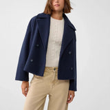 New Women's Big Collar Hair, Short Thick Long-Sleeved Coat