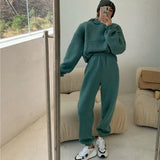 2021 Spring Women Hoodies Sweatshirt Tracksuit Fleece Cotton 2 Pieces Sets Pants