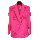 Hot New Star Fashion Double Buckle Heavy Industry Three-Dimensional Flower Decoration Suit