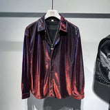 Men's Fried Street Long-Sleeved Shirt 2025 Spring And Autumn New Loose Handsome Bright Outside Wearing Shirt