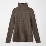 Solid Turtleneck Sweater Women Striped Casual Pullover Sweater Female Batwing Long Sleeve All Match Ladies Tunic