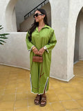 Split Lapel Long Dress Women Solid Long Sleeved V-neck Oversize Dresses 2024 Spring Summer Casual Beachwear Vestidos-Outfit