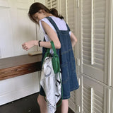 Denim Shorts Women's Summer Korean Version Wide Leg Jeans Army Green Elastic High Waist Loose Casual Y2k Fashion