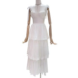 Casual Solid Dress For Women Square Collar Sleeveless High Waist Cascading Ruffle Dresses Female 2022 Summer
