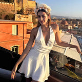 Women's Dress 2025 New Fashion Sexy Silk Nyley Hanging Neck-Lexed Short